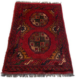 26388- Khal Mohammad Afghan Hand-Knotted Authentic/Traditional/Rug/Size: 2'0" x 1'4"/61cm x 41cm