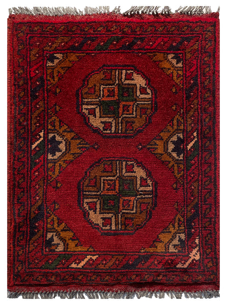 26388- Khal Mohammad Afghan Hand-Knotted Authentic/Traditional/Rug/Size: 2'0" x 1'4"/61cm x 41cm