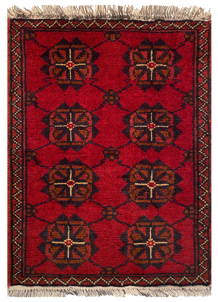 26198 - Khal Mohammad Afghan Hand-Knotted Authentic/Traditional/Rug/Size: 2'0" x 1'4"/61cm x 41cm