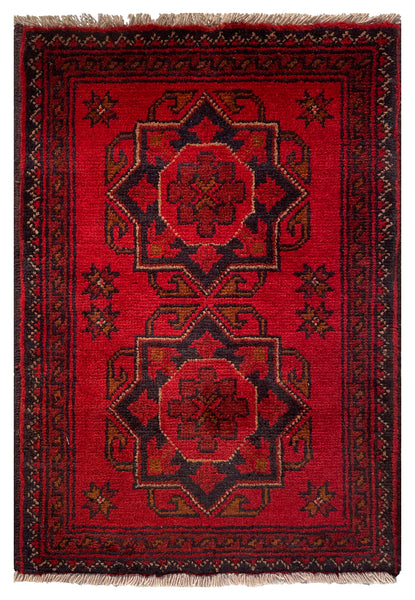 26377- Khal Mohammad Afghan Hand-Knotted Authentic/Traditional/Rug/Size: 2'1" x 1'4"/64cm x 41cm