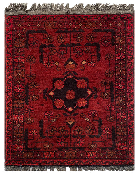 26361- Khal Mohammad Afghan Hand-Knotted Authentic/Traditional/Rug/Size: 2'0" x 1'4"/61cm x 41cm