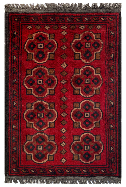 26369- Khal Mohammad Afghan Hand-Knotted Authentic/Traditional/Rug/Size: 2'0" x 1'3"/61cm x 38cm