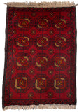 26356- Khal Mohammad Afghan Hand-Knotted Authentic/Traditional/Rug/Size: 2'0" x 1'4"/61cm x 41cm