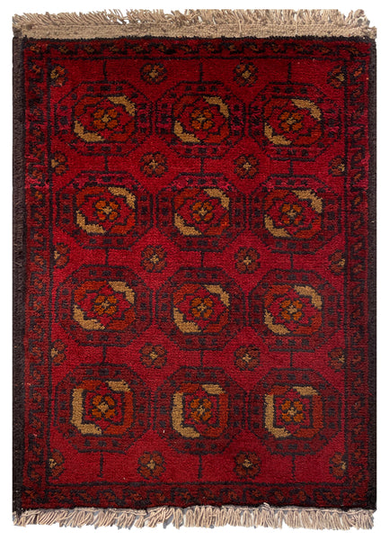 26356- Khal Mohammad Afghan Hand-Knotted Authentic/Traditional/Rug/Size: 2'0" x 1'4"/61cm x 41cm