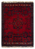 26339- Khal Mohammad Afghan Hand-Knotted Authentic/Traditional/Rug/Size: 2'0" x 1'4"/61cm x 41cm
