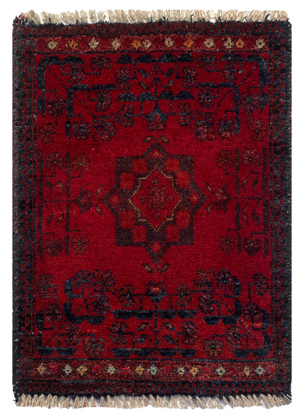 26339- Khal Mohammad Afghan Hand-Knotted Authentic/Traditional/Rug/Size: 2'0" x 1'4"/61cm x 41cm
