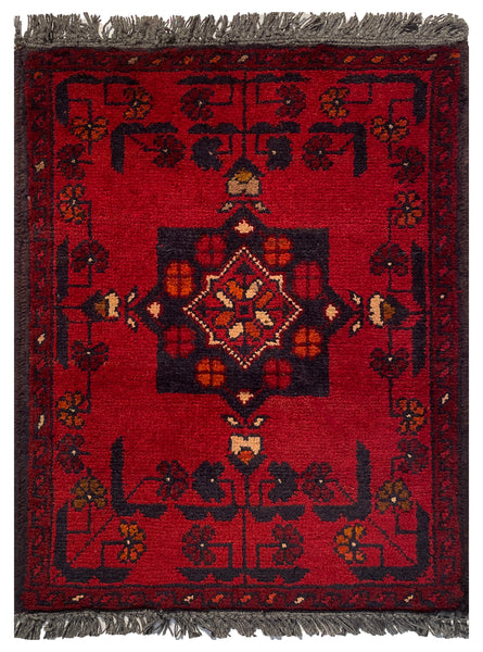 26348- Khal Mohammad Afghan Hand-Knotted Authentic/Traditional/Rug/Size: 1'9" x 1'4"/53cm x 41cm