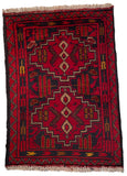 26395- Khal Mohammad Afghan Hand-Knotted Authentic/Traditional/Rug/Size: 1'9" x 1'3"/53cm x 38cm