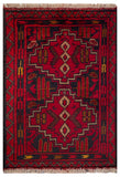 26395- Khal Mohammad Afghan Hand-Knotted Authentic/Traditional/Rug/Size: 1'9" x 1'3"/53cm x 38cm