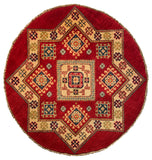 26608 - Kazak Hand-Knotted/Handmade Afghan Tribal/Nomadic Authentic/Size: 3'4" x 3'3"/102cm x 99cm