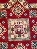 26608 - Kazak Hand-Knotted/Handmade Afghan Tribal/Nomadic Authentic/Size: 3'4" x 3'3"