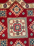 26608 - Kazak Hand-Knotted/Handmade Afghan Tribal/Nomadic Authentic/Size: 3'4" x 3'3"/102cm x 99cm