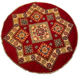 26621 - Kazak Hand-Knotted/Handmade Afghan Tribal/Nomadic Authentic/Size: 3'4" x 3'3"/102cm x 99cm