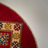 26621 - Kazak Hand-Knotted/Handmade Afghan Tribal/Nomadic Authentic/Size: 3'4" x 3'3"/102cm x 99cm