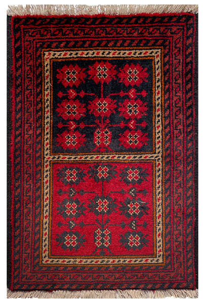 26189 - Khal Mohammad Afghan Hand-Knotted Authentic/Traditional/Rug/Size: 2'0" x 1'3"/61cm x 38cm