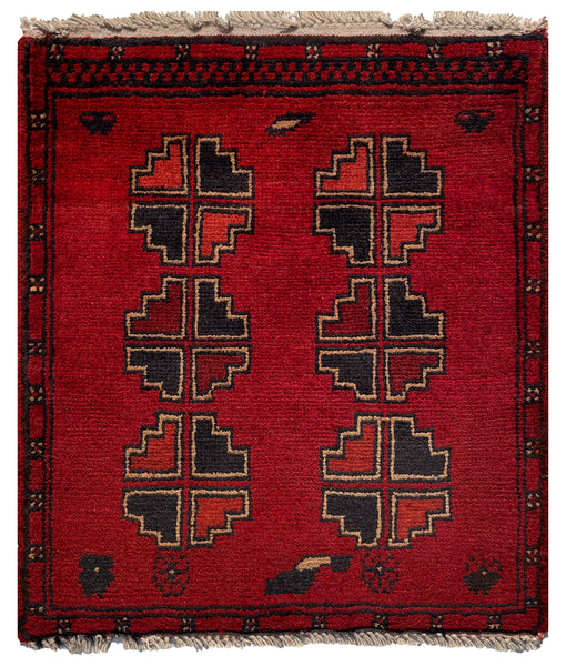 26383- Khal Mohammad Afghan Hand-Knotted Authentic/Traditional/Rug/Size: 1'7" x 1'4"/48cm x 41cm