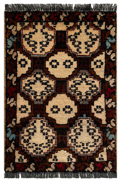 26223B - Khal Mohammad Afghan Hand-Knotted Authentic/Traditional/Rug/Size: 2'0" x 1'3"/61cm x 38cm