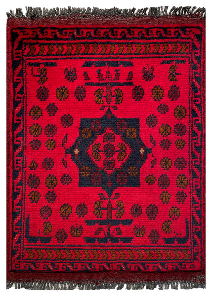 26217 - Khal Mohammad Afghan Hand-Knotted Authentic/Traditional/Rug/Size: 2'0" x 1'4"/61cm x 41cm