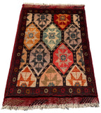 26372- Khal Mohammad Afghan Hand-Knotted Authentic/Traditional/Rug/Size: 2'0" x 1'4"/61cm x 41cm