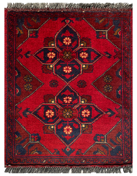 26193 - Khal Mohammad Afghan Hand-Knotted Authentic/Traditional/Rug/Size: 2'0" x 1'5"/61cm x 43cm