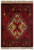 26215 - Khal Mohammad Afghan Hand-Knotted Authentic/Traditional/Rug/Size: 1'9" x 1'3"/53cm x 38cm