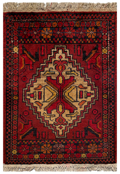 26215 - Khal Mohammad Afghan Hand-Knotted Authentic/Traditional/Rug/Size: 1'9" x 1'3"/53cm x 38cm