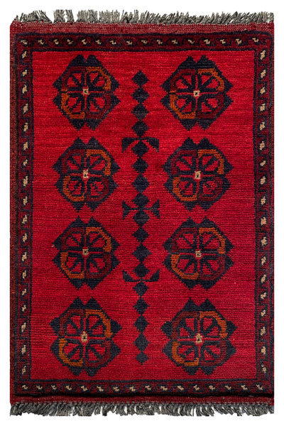 26213 - Khal Mohammad Afghan Hand-Knotted Authentic/Traditional/Rug/Size: 2'0" x 1'3"/61cm x 38cm