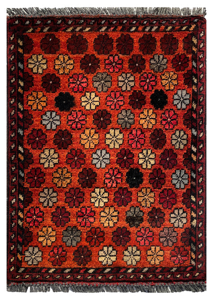 26195 - Khal Mohammad Afghan Hand-Knotted Authentic/Traditional/Rug/Size: 2'0" x 1'4"/61cm x 41cm