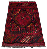 26375- Khal Mohammad Afghan Hand-Knotted Authentic/Traditional/Rug/Size: 2'0" x 1'4"/61cm x 41cm