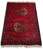 26351- Khal Mohammad Afghan Hand-Knotted Authentic/Traditional/Rug/Size: 2'0" x 1'4"/61cm x 41cm