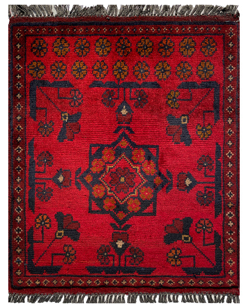 26225 - Khal Mohammad Afghan Hand-Knotted Authentic/Traditional/Rug/Size: 1'9" x 1'5"/53cm x 43cm