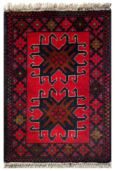 26204 - Khal Mohammad Afghan Hand-Knotted Authentic/Traditional/Rug/Size: 2'0" x 1'3"/61cm x 38cm