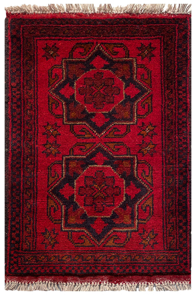 26591 - Khal Mohammad Afghan Hand-Knotted Authentic/Traditional/Rug/Size: 2'0" x 1'3"/61cm x 38cm