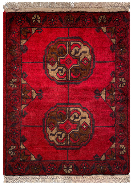 26211 - Khal Mohammad Afghan Hand-Knotted Authentic/Traditional/Rug/Size: 2'0" x 1'4"/61cm x 41cm