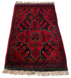 26364- Khal Mohammad Afghan Hand-Knotted Authentic/Traditional/Rug/Size: 1'8" x 1'4"/51cm x 41cm