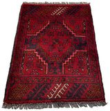 26386- Khal Mohammad Afghan Hand-Knotted Authentic/Traditional/Rug/Size: 2'0" x 1'4"/61cm x 41cm