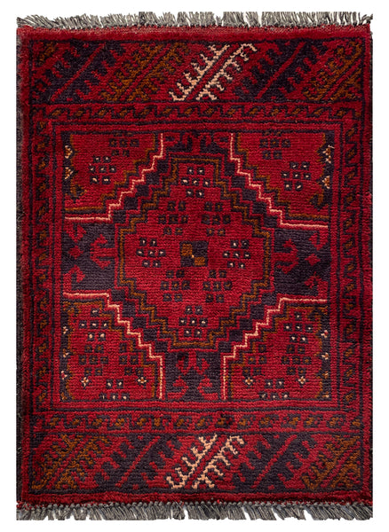 26386- Khal Mohammad Afghan Hand-Knotted Authentic/Traditional/Rug/Size: 2'0" x 1'4"/61cm x 41cm