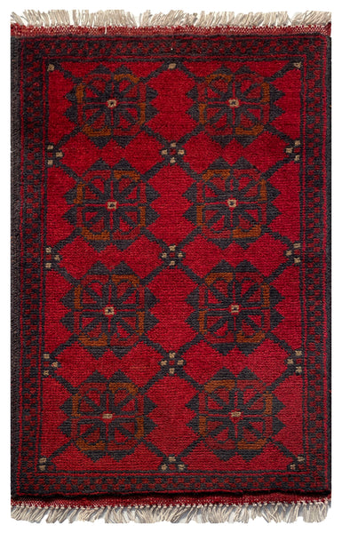 26219 - Khal Mohammad Afghan Hand-Knotted Authentic/Traditional/Rug/Size: 2'1" x 1'3"/64cm x 38cm