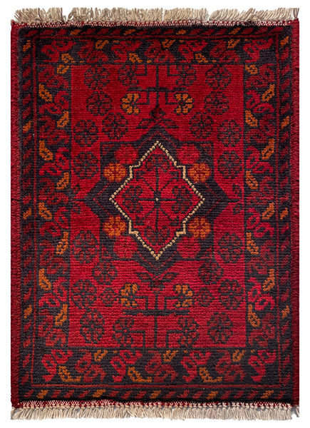 26197 - Khal Mohammad Afghan Hand-Knotted Authentic/Traditional/Rug/Size: 2'0" x 1'4"/61cm x 41cm