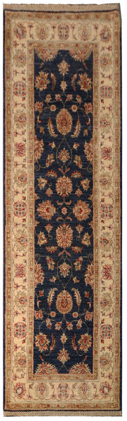 22303 - Chobi Ziegler Hand-knotted/Handmade Afghan Rug/Carpet Traditional Authentic/Size: 6'10" x 2'6"/ 208cm x 76cm
