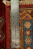 22459 -Royal Kazak Hand-Knotted/Handmade Afghan Tribal/Nomadic Authentic/Size: 6'5" x 5'3"/ 196cm x 160cm