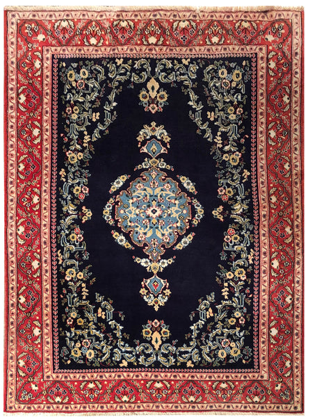 24334- Kashan Handmade/Hand-Knotted Persian Rug/ Traditional Carpet Authentic/ Size: 6'9" x 4'8"