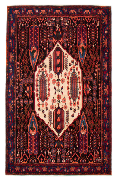 26715-Hamadan Hand-Knotted/Handmade Persian Rug/Carpet Tribal/Nomadic Authentic/ Size: 10'4" x 6'6"/315cm x 198cm