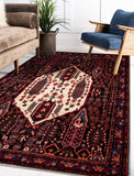 26715-Hamadan Hand-Knotted/Handmade Persian Rug/Carpet Tribal/Nomadic Authentic/ Size: 10'4" x 6'6"/315cm x 198cm