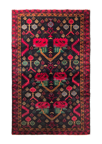 23436-Balutch Hand-Knotted/Handmade Afghan Rug/Carpet Tribal/Nomadic Authentic /Size: 6'5" x 3'4"