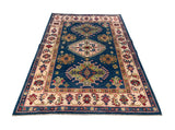 24990-Kazak Hand-Knotted/Handmade Afghan Rug/Carpet Tribal/Nomadic Authentic/ Size: 7'4" x 5'1"/224cm x 155cm