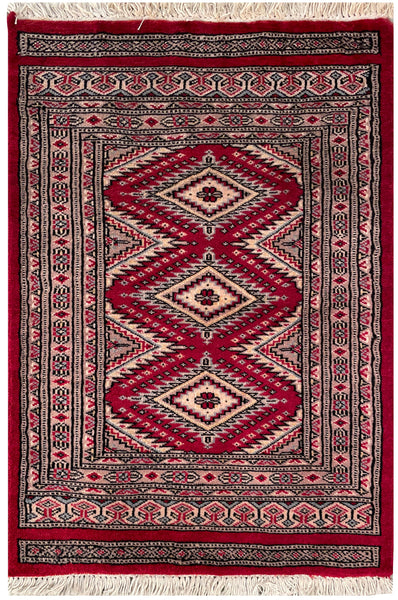 25081- Jaldar Hand-knotted/Handmade Pakistani Rug/Carpet Traditional Authentic/Size: 3'1" x 2'1"/94cm x 64cm