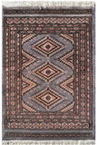 25074- Jaldar Hand-knotted/Handmade Pakistani Rug/Carpet Traditional Authentic/Size: 2'11" x 2'1"/89cm x 64cm