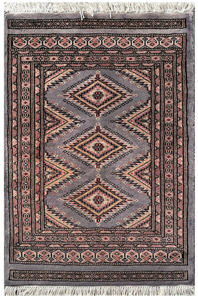 25074- Jaldar Hand-knotted/Handmade Pakistani Rug/Carpet Traditional Authentic/Size: 2'11" x 2'1"/89cm x 64cm