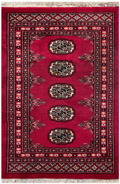 25068-Bokhara Hand-Knotted/Handmade Pakistani Rug/Carpet Tribal/Nomadic Authentic/ Size: 2'11" x 2'1"/89cm x 64cm